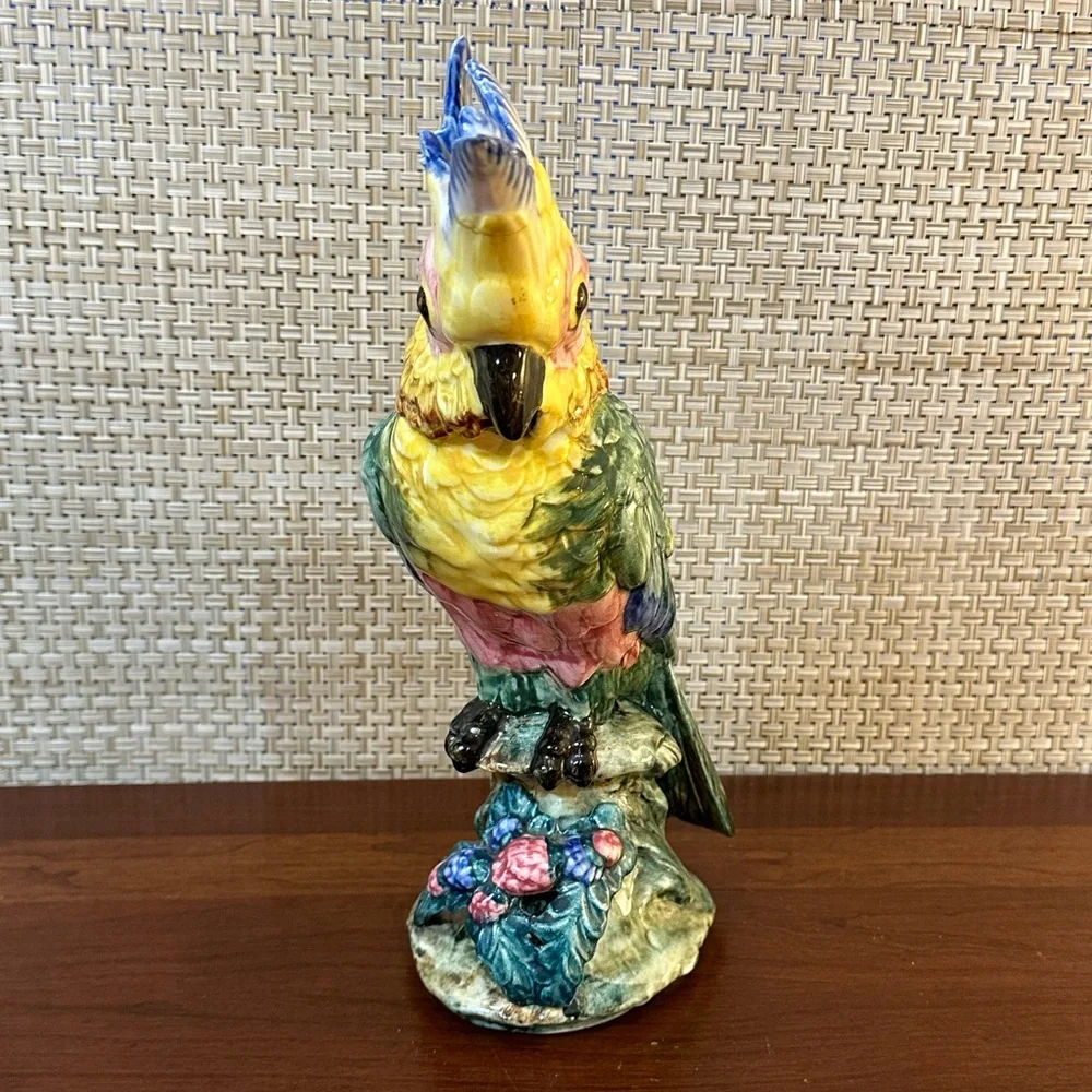 🌟3xHP🌟VTG 1950s Stangl Art Pottery Large Cockatoo Majolica Style Figurine USA - Picture 6 of 17